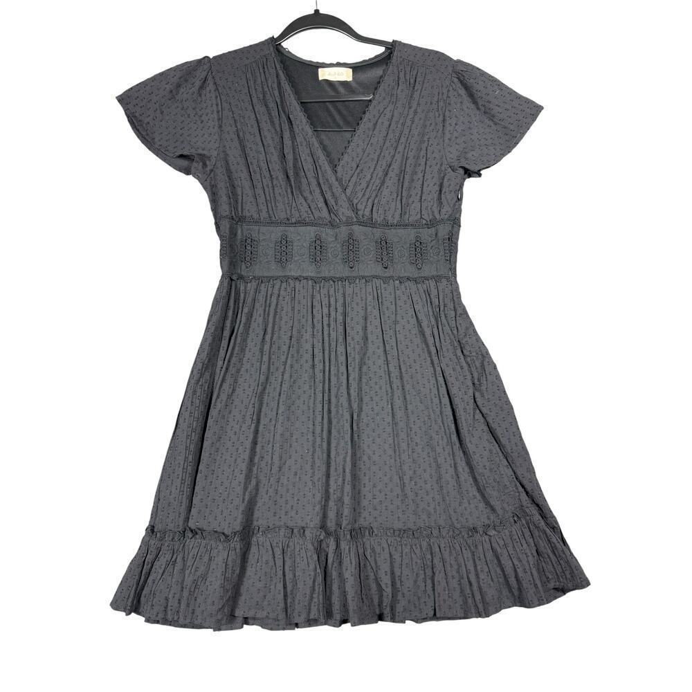 Altar’d State Black Boho Embroidered Midi Dress Size Small - Picture 2 of 5